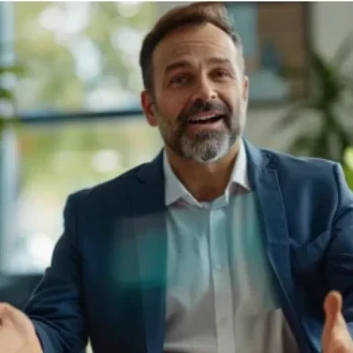 A businessman is explaining what is a sales proposal to newly-hired employees.